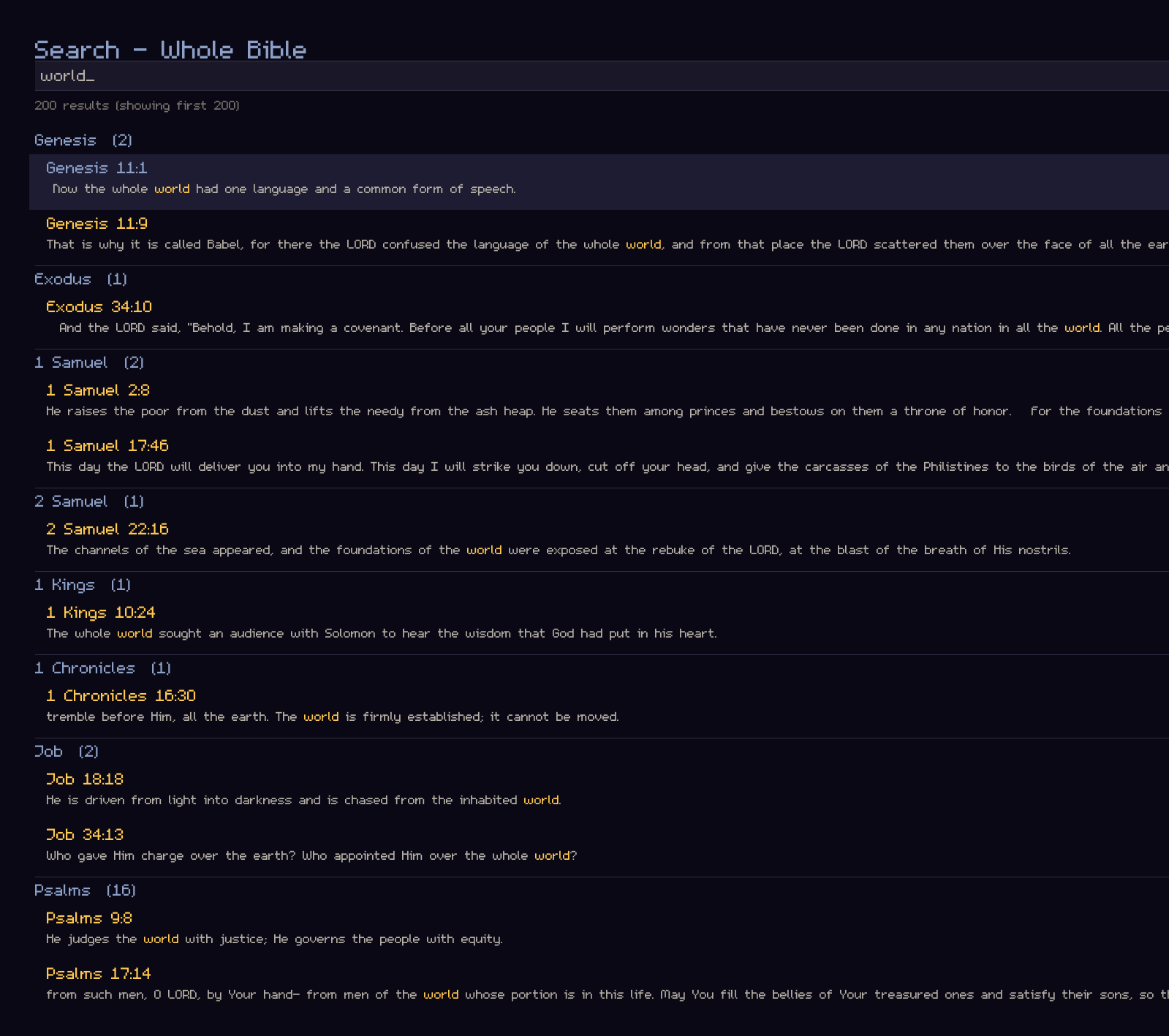 Full-text search results