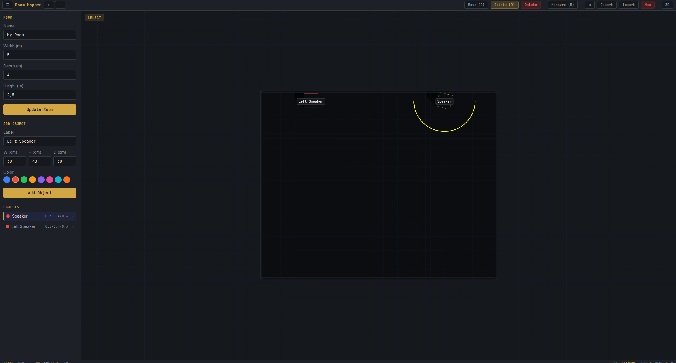 Rotation gizmo on a selected object in 2D mode